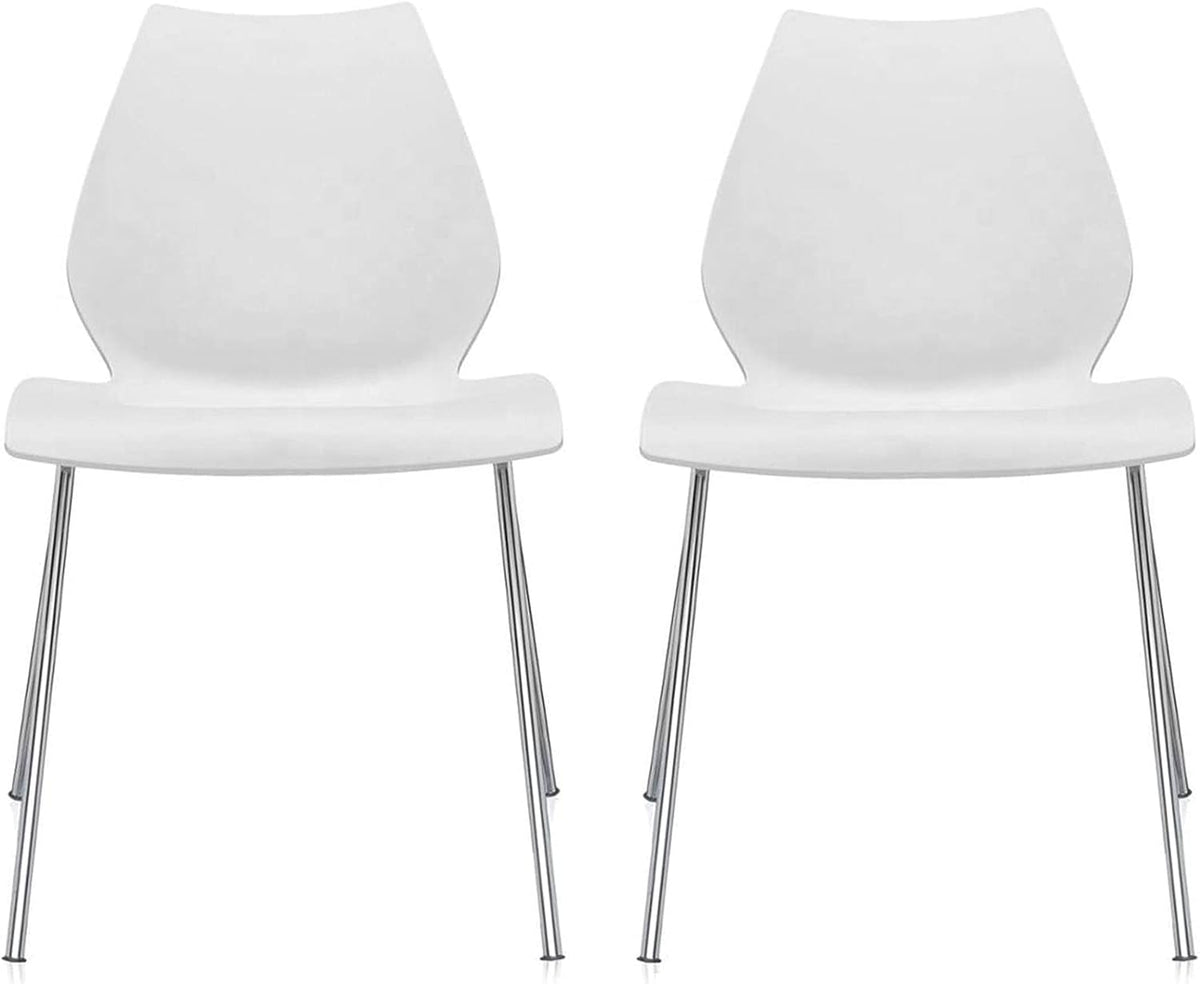 Olmecs Set of 2 Plastic Stackable Chair Metal leg Outdoor