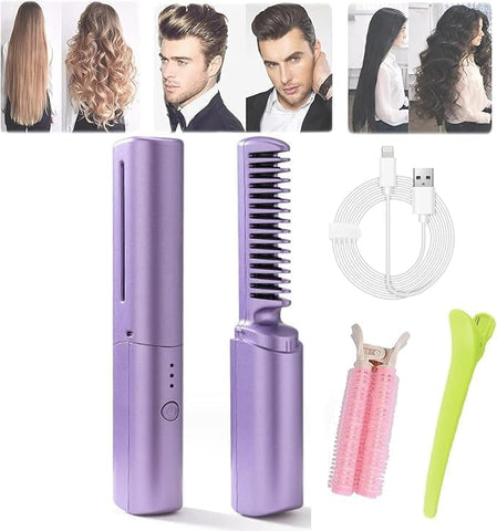 Rechargeable Mini Hair Straightener Brush