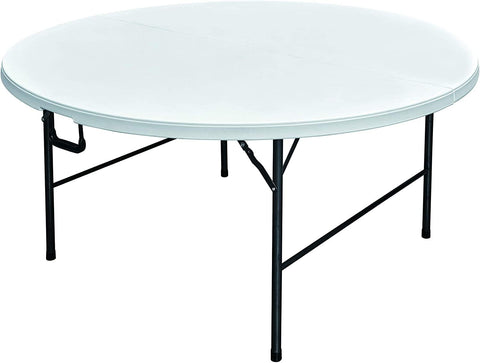 Olmecs Portable Plastic Folding Table Dia 150 cm Round for 8-10 Person for Party (white 2)