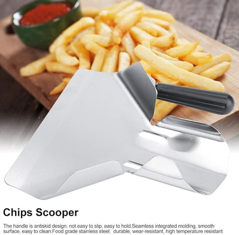 Chips Scoop, Stainless Steel Desserts Scooper Portable Popcorn Bagger Multi-Functional Thicken French Fry Bagger Scoop