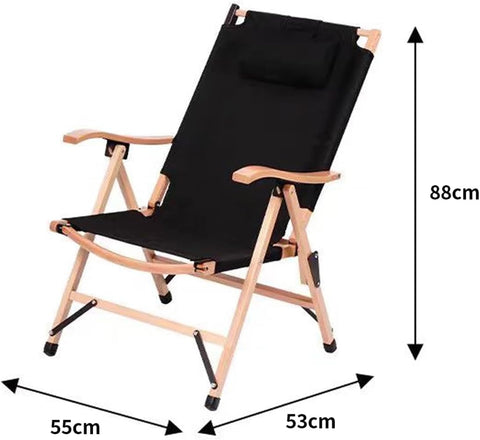 Luxury Reclining Folding Camping Chair, Reclining Chair Wooden Frame Lounge Chair