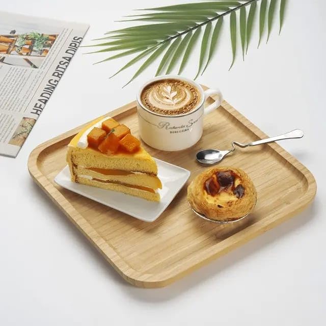 Liying Wooden Single Square Serving Trays, 25 x 25 cm