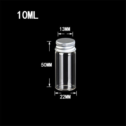 Willow 12 Units 10ML Mini Glass Bottles with Metal Cap Glass Vials Jars (12, 10ml)