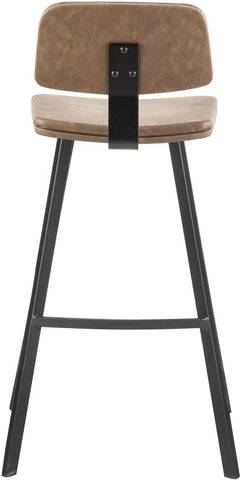 Olmecs PU Leather Bar Stools Set of 2 Brown Office Cocktail High Chair