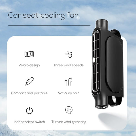 Car Headrest Cooling Air Fan 3 Speeds Portable USB Vehicle Fan