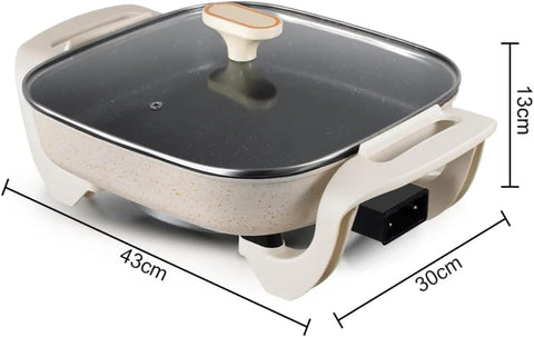 Electric Frying Pan Non-Stick, Multi-Function Cooker with 500W/1000W Power