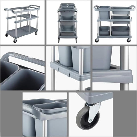 Olmecs 3 Tier Hotel Trolley, Restaurant Service Trolley for Collecting Bowls, Plates