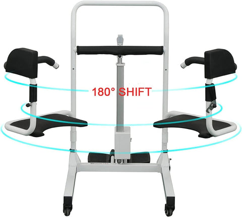 Electric Patient Lift Chair - 180° Split Seat, Shower & Commode Chair for Elderly & Disabled, 150KG Capacity