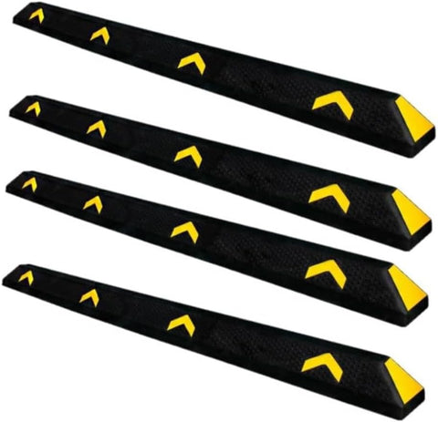 Olmecs Parking Wheel Stop 183CM Black | PVC Heavy Duty Parking Curbs with Yellow Reflector