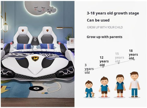 Children's Solid Wood Bed, Boy's Bed, Car Style Multifunctional Single Bed (Mattress not included)