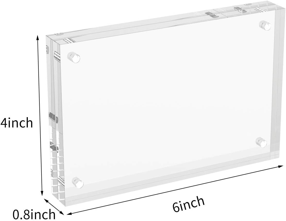 Willow (3Pc Pack)  4x6 Inches Acrylic Picture Frames ,Thicker Block, Freestanding Double Sided Magnetic Acrylic Frameless Transparent Square Frame