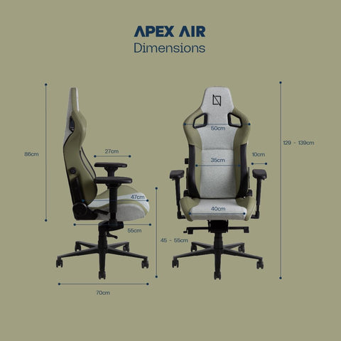 Navodesk APEX AIR, Ergonomic Gaming Chair (SPEARMINT, FUSION WEAVE)