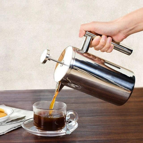 Olmecs French Press Coffee Maker, Sturdy Insulated Coffee Press, Stainless Steel Mini Camping Coffee Maker