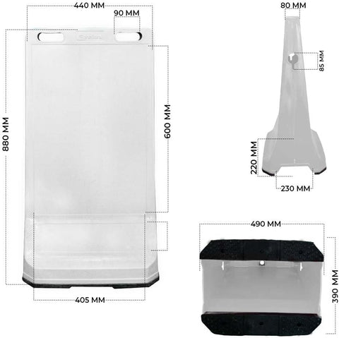 Olmecs Blank Road Barrier | Portable Barrier with Advertising Barges | Pavement Sign Barrier with Threaded Socket and Chain Attaching Hole