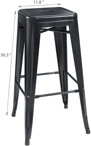 Olmecs Metal Stackable Bar-Home Kitchen Stool - Black