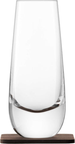 LSA Whisky Islay Mixer Glass 325ml Clear & Walnut Coaster | Set of 2 | Handmade Glass and Wood | WH06