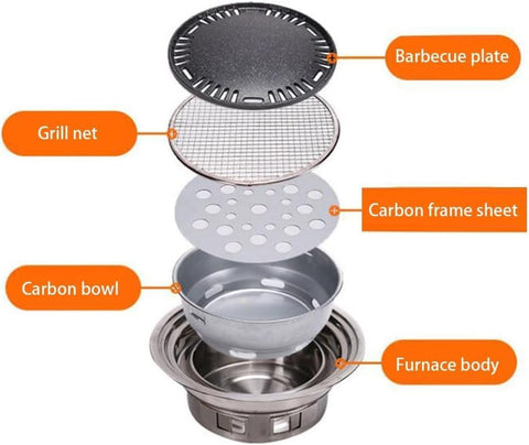 Olmecs Portable Folding Fire Pit Table with Cooking Pan Charcoal BBQ Grill Stove