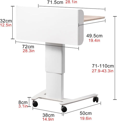 Portable Podium with Lockable Wheels, Height Adjustable Standing Desk with Drawer