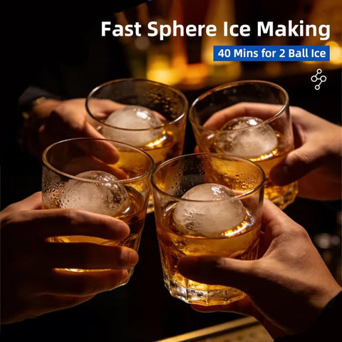 Countertop Sphere Ice Maker – 50mm/2" Crystal Clear Whisky Ice Ball Machine, 42 Sphere Per Day Capacity