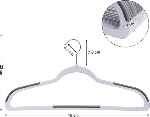 Willow 30-Pack Plastic Coat Hangers, Heavy Duty Durable Hangers with Non-Slip Piece,