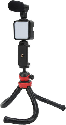 Cellphone Vlog Microphone Kit/Video Kit for Phone with Metal Microphone and Filllight