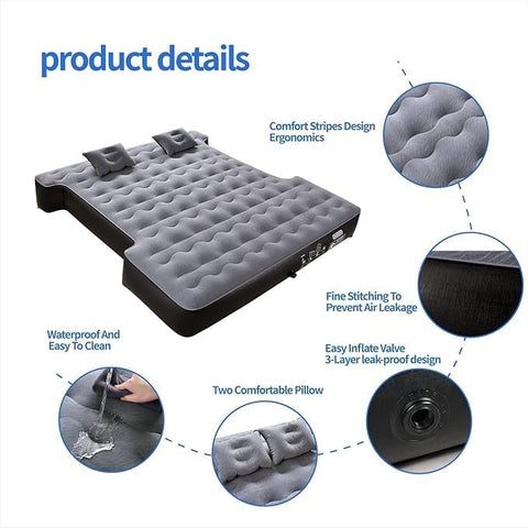 Premium Inflatable Truck Bed Air Mattress with Pump, Pillows & Carry Bag