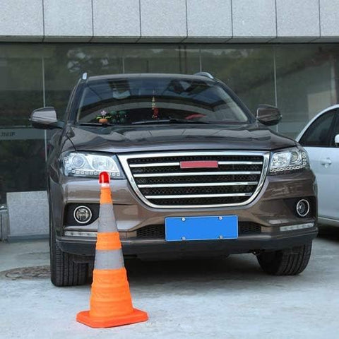 Olmecs Multi Purpose Reflective Collapsible Safety Pylon with Red Warning Light, 50CM Portable Warning Cone for Roadside Emergencies and Parking (1 Cone)