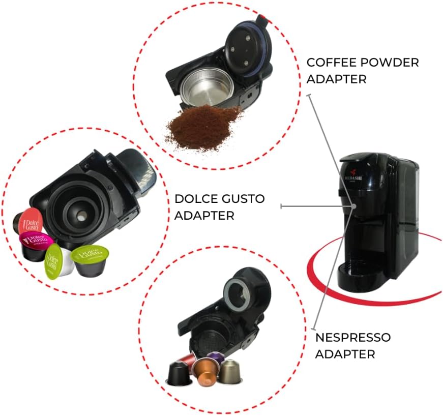 MEBASHI 3-in-1 Multifunction Espresso Capsule Coffee Machine (Black/Red/White) 1450W