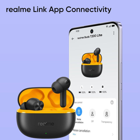 realme Buds T200 Lite Bluetooth Earbuds (Volt Black)