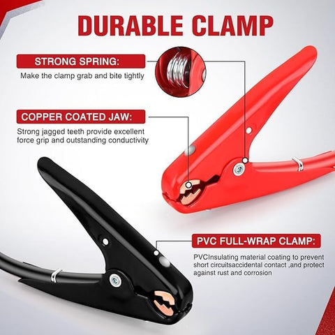 1000AMP - 2.5Meter Car Battery Jumper Cables – Booster Cables with Copper Clamps