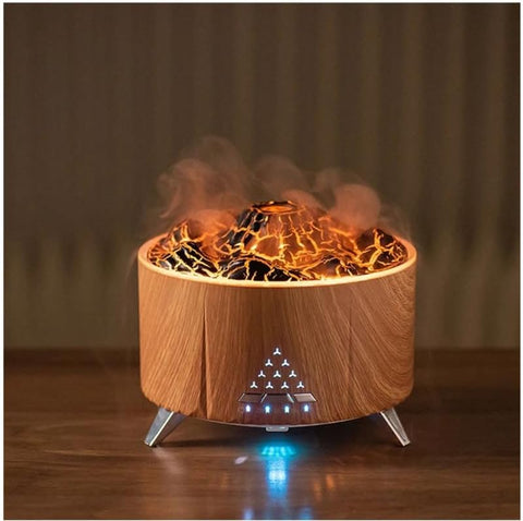 Flame Cool Mist Humidifier – Ultrasonic Essential Oil Diffuser with Color-Changing LED Lights Volcano Flame