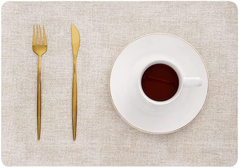 PVC Non Slip Heat-Resistant Placemats for Dining Table Waterproof Stain Resistant Wipeable Table Mat Non-Slip Easy Clean Place Mat for Kitchen Table (10Pc Set)