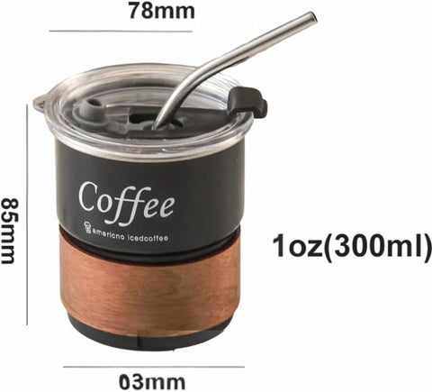 Liying 300ml Steel Coffee Cup Set with Lid (BLACK)