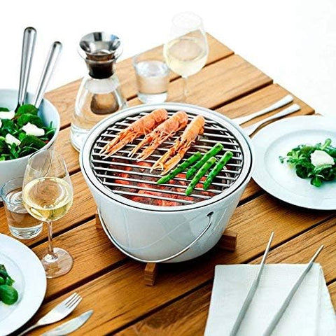 EVA SOLO Porcelain Table Grill, White, Charcoal Fuelled, Convenient Handle