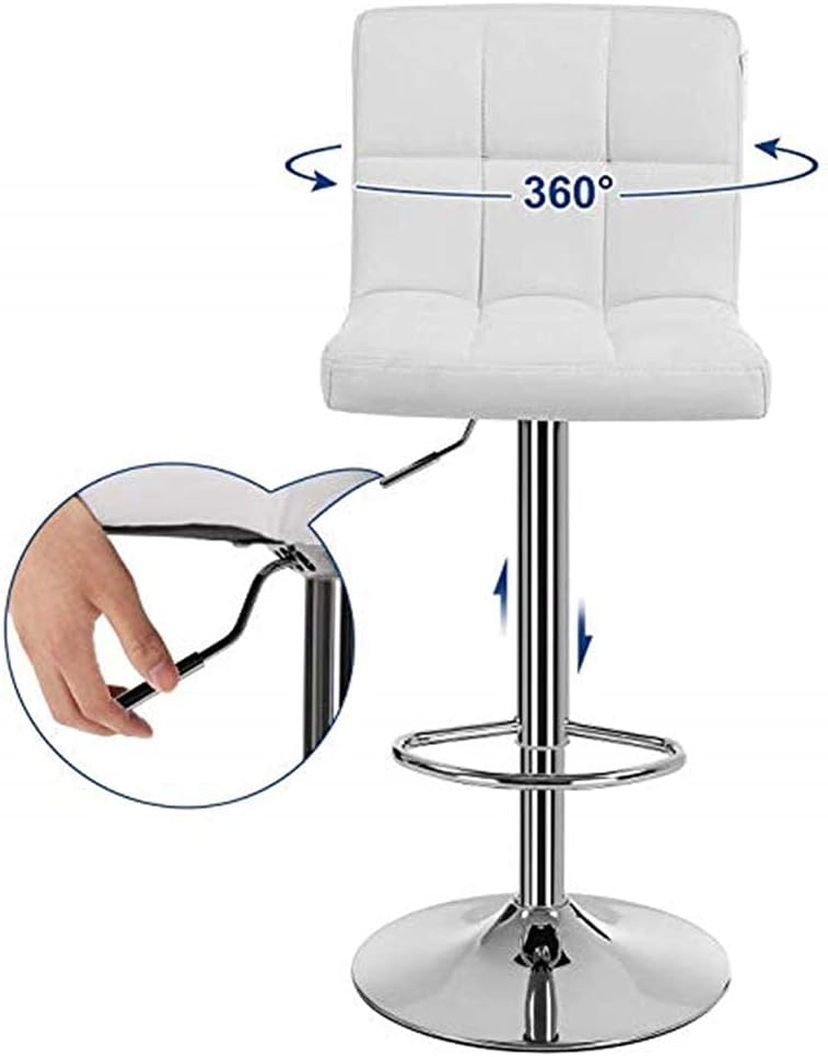 Olmecs White PU Leather Bar Stool High Chair for Kitchen,Bar Counter Chair (2) pcs