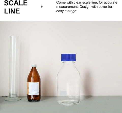 Willow 6pcs 500ml Glass Round Media Reagent Bottle Laboratory Chemical Bottle with Scale