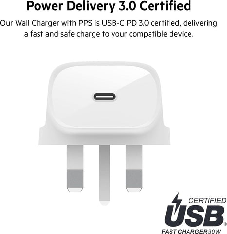 Belkin 30W USB C Wall Charger with USB-C to Lightning Cable