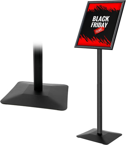 Heavy Duty Pedestal Floor Signage Stand Holder, for Outdoor or Indoor Advertising (8.5 x 11, Black)