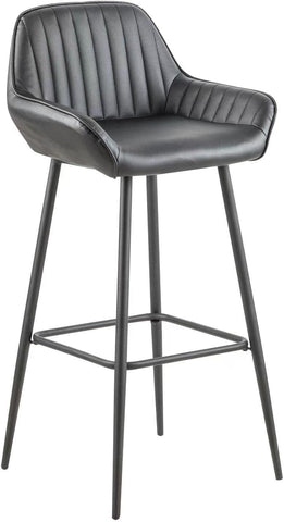 Olmecs PU Leather Bar Stools Set of 2 Black Office Cocktail High Chair