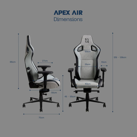 Navodesk APEX AIR, Ergonomic Gaming Chair (LIGHT GREY)