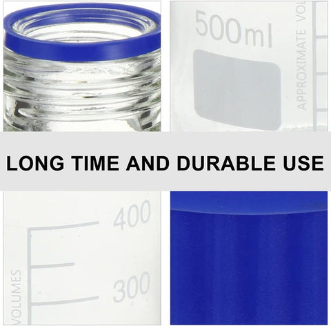 Willow 6pcs 500ml Glass Round Media Reagent Bottle Laboratory Chemical Bottle with Scale