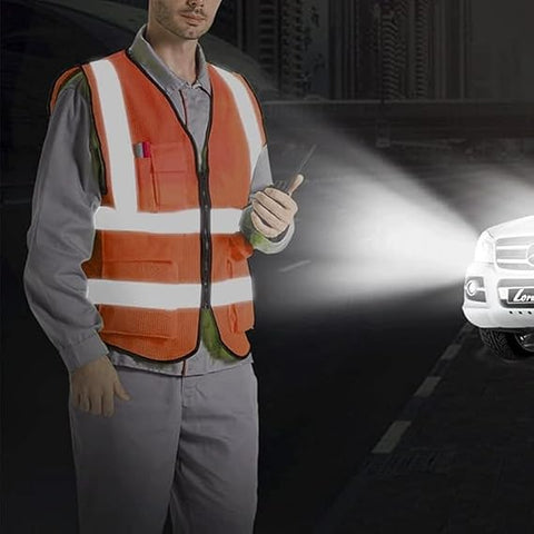 6Pc Pack High Visibility Safety Vests with Reflective Strips XXL– ANSI Compliant Workwear for Construction, Cycling & Roadside Assistance