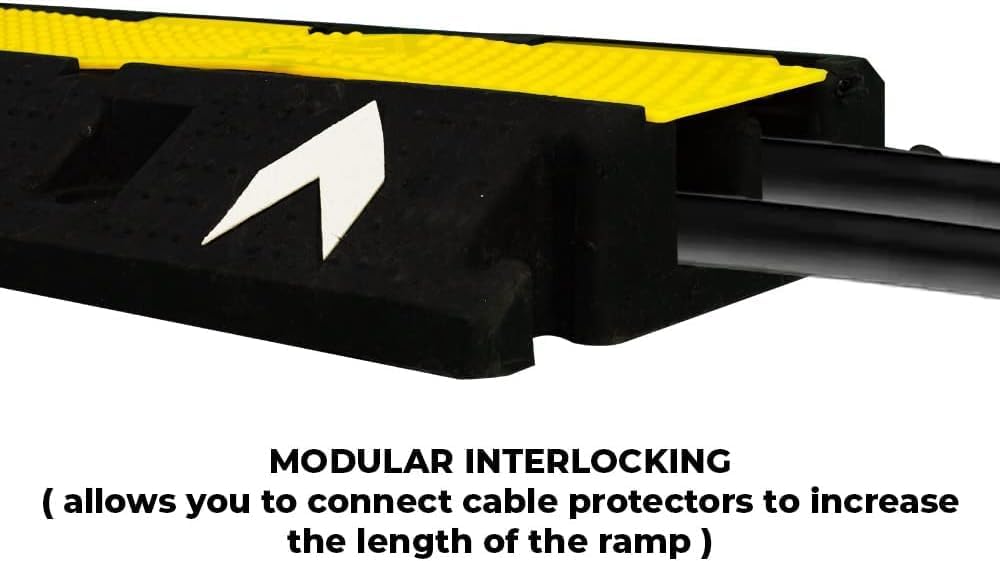 Olmecs Cable Protector 2-Channel | Heavy-Duty Pedestrian Cable Ramp with Reflector (2Pcs)