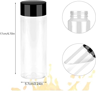 Willow 12 Pack 10 OZ Clear PET Plastic Juice Bottles with Black Lids (300ml)