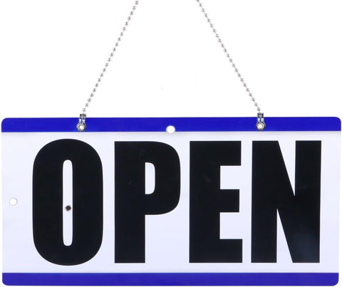 Willow Double-Sided Open/Closed/Will Return Sign with Clock Hands, 6" x 11.5", Blue (2 Pcs)