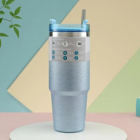 Liying 30 oz S.Tumbler with Handle and Straw Insulated Cup Travel (Blue)