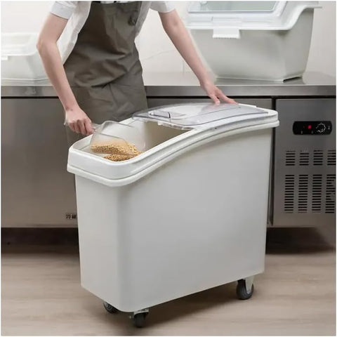 Olmecs White Ingredient Storage Bin, Capacity 102 Ltr. Shelf Ingredient Bin with Lid and Scoop for Kitchen (Copy)