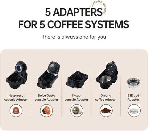 Cafelffe MK-606 5-in-1 Multi Capsule Coffee Machine with 7 Brew Size