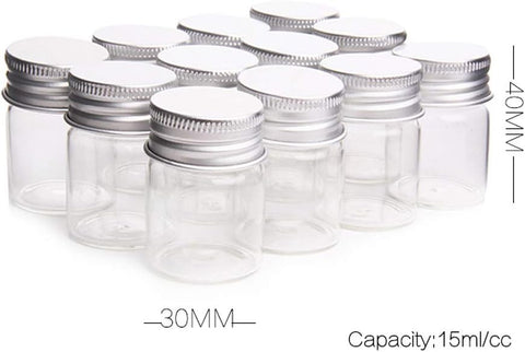Willow 12 Pcs Empty Clear Glass Bottles with Screw Aluminum Cap Mini Container Jars (15ml)