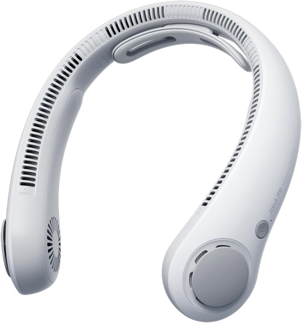 JISULIFE Portable Neck Fan Life4, Hands-Free Bladeless, 5 Speeds, 4000 mAh Battery Operated Wearable Personal Fan
